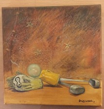 STEFANO MANZOTTI - IL PORTIERE -  OLIO SU TELA -  20x20  2013 OPERA UNICA 