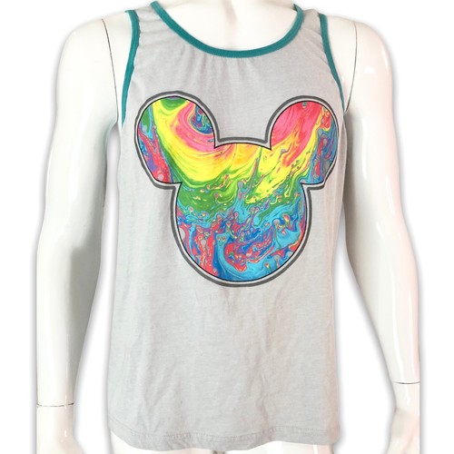 Disney Mickey Melt Rainbow Swirl Psychedelic Pride Summer Tank Top Large 42/44 - Picture 2 of 8