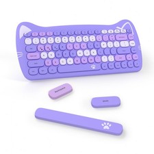 AJAZZ 84-Key Cute BT Keyboard, Portable Thin Wireless Keyboard with Round Keycap