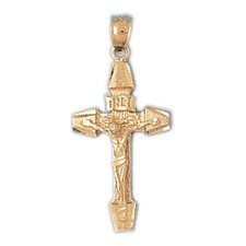 Jesus Christ on Cross Charm Pendant 14k Gold