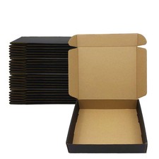 24 Pack 13x10x2 Inches Black Shipping Boxes 3 Layers Corrugated Cardboard Box...