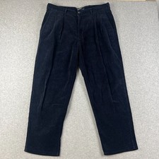VINTAGE Polo Ralph Lauren Corduroy Pleated Pants 36x30 Mens Blue Cotton 90s