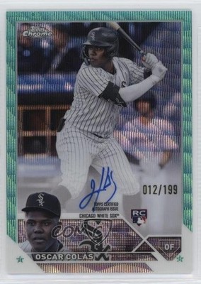 2023 Topps Chrome Rookie Aqua Wave Refractor /199 Oscar Colas Colás Auto RC 2l4