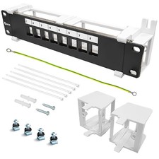 8Port Blank Keystone Ethernet Patch Panel Wall Mount 89D Bracket 10 Inch