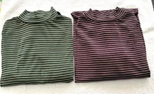 2 1980's  L (16-18) Style Studio stretch snap mock turtle green burgundy CANADA