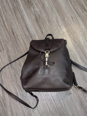 Vintage Coach Legacy Brown Leather Drawstring Backpack 9368 Flap