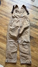 Carhartt Youth Boys Sz XL 18-20 Brown Bibs Insulated Double Knee Ankle Zip Y09