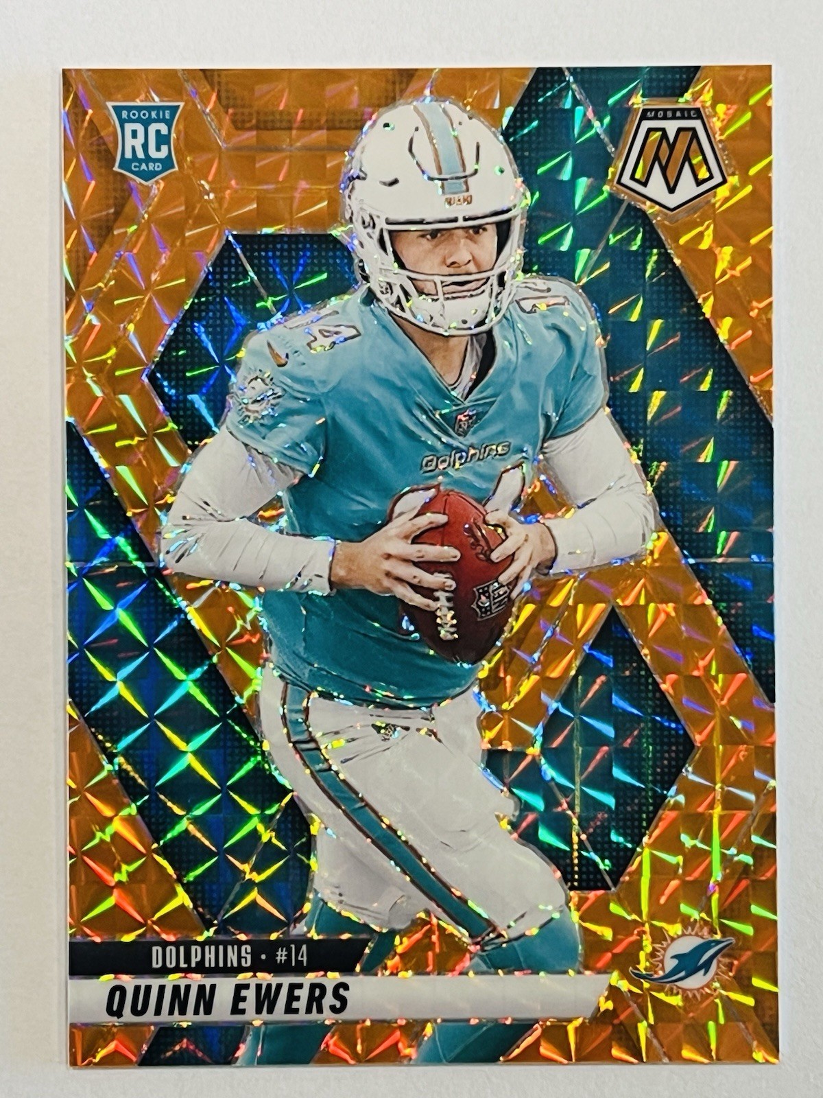 2025 Panini Mosaic Quinn Ewers Orange /199 #308 RC Miami Dolphins