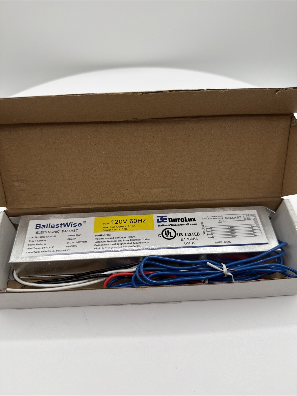 Ballast With Wires (dxe424ho51) For 4 F24t5 Bulbs