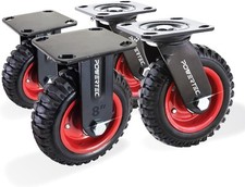 8 Inch Caster Wheels Set of 4 (2 Swivel & 2 Fixed), Heavy Duty Casters w/Rubb...