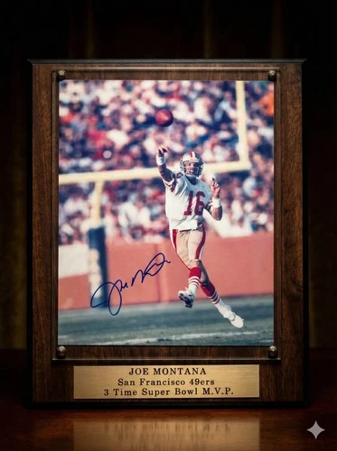 Joe Montana Signed 8x10 Plaque San Francisco 49ers w/ Field of Dreams COA Vint