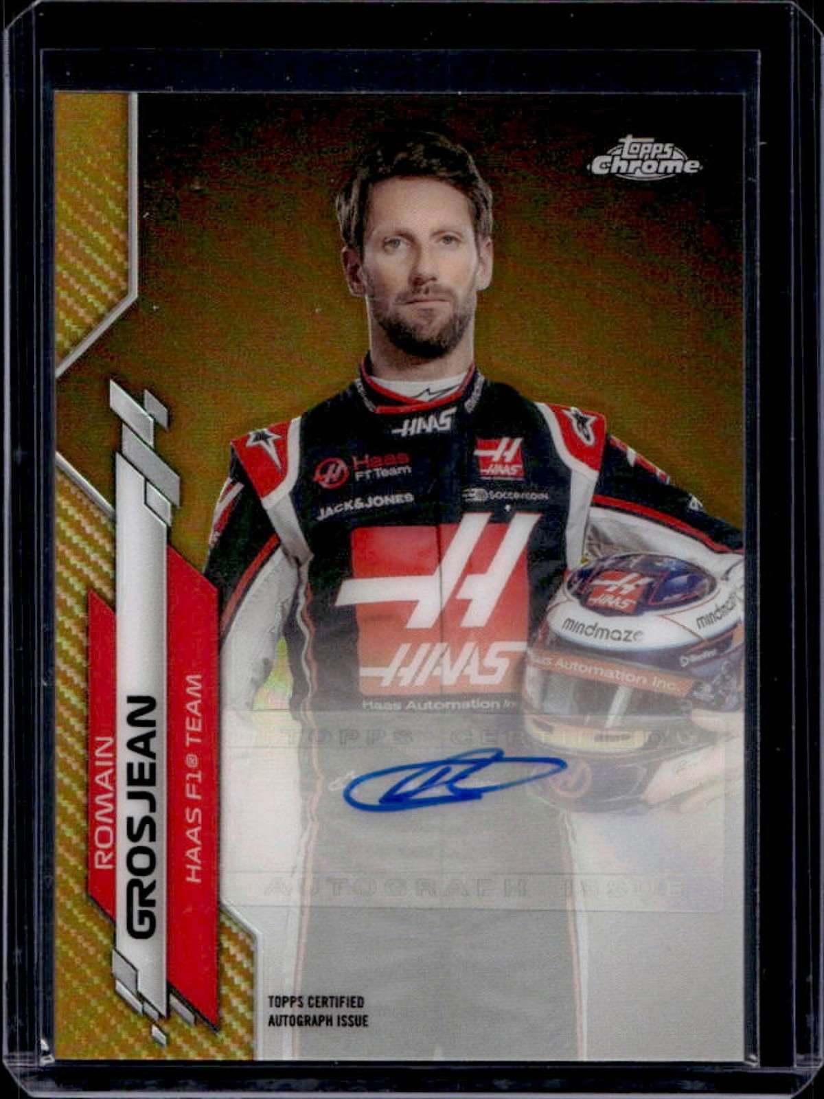 2020 Topps Chrome Formula 1 Romain Grosjean Auto Gold Refractor #18/50