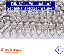 DIN 571  Holzschrauben Sechskantschrauben Edelstahl A2 Schrauben Ø 6 mm Ø 8 mm