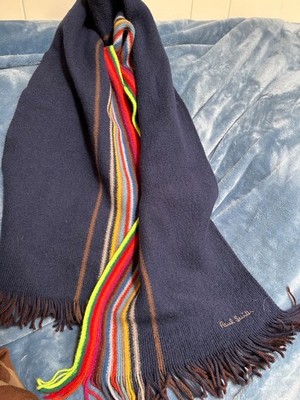 Paul Smith Striped Scarf 100% Virgin Wool Multicolor 62x12 