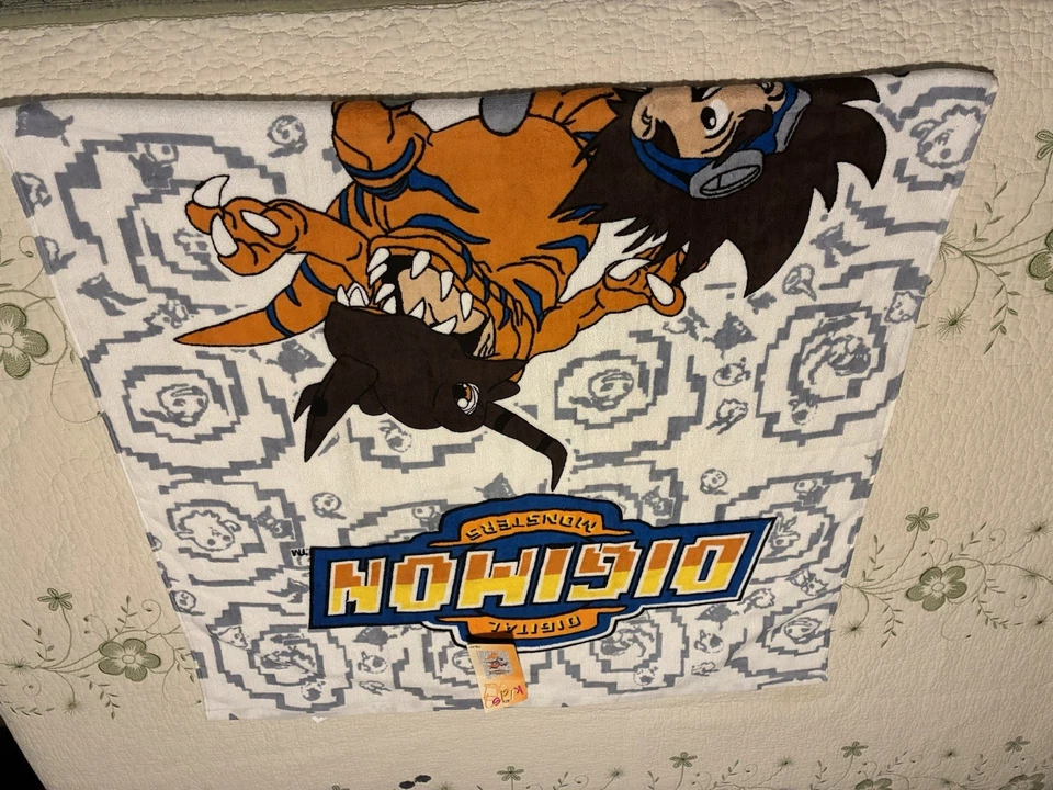 Toalha de praia vintage Digimon 2000 nova em folha com etiqueta 100% algodão - Imagem 3 de 4