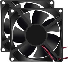 2Pcs 12V 3.14in 0.98in Fan 80mm x 80mm x 25mm Fan DC 12V 8025 Brushless