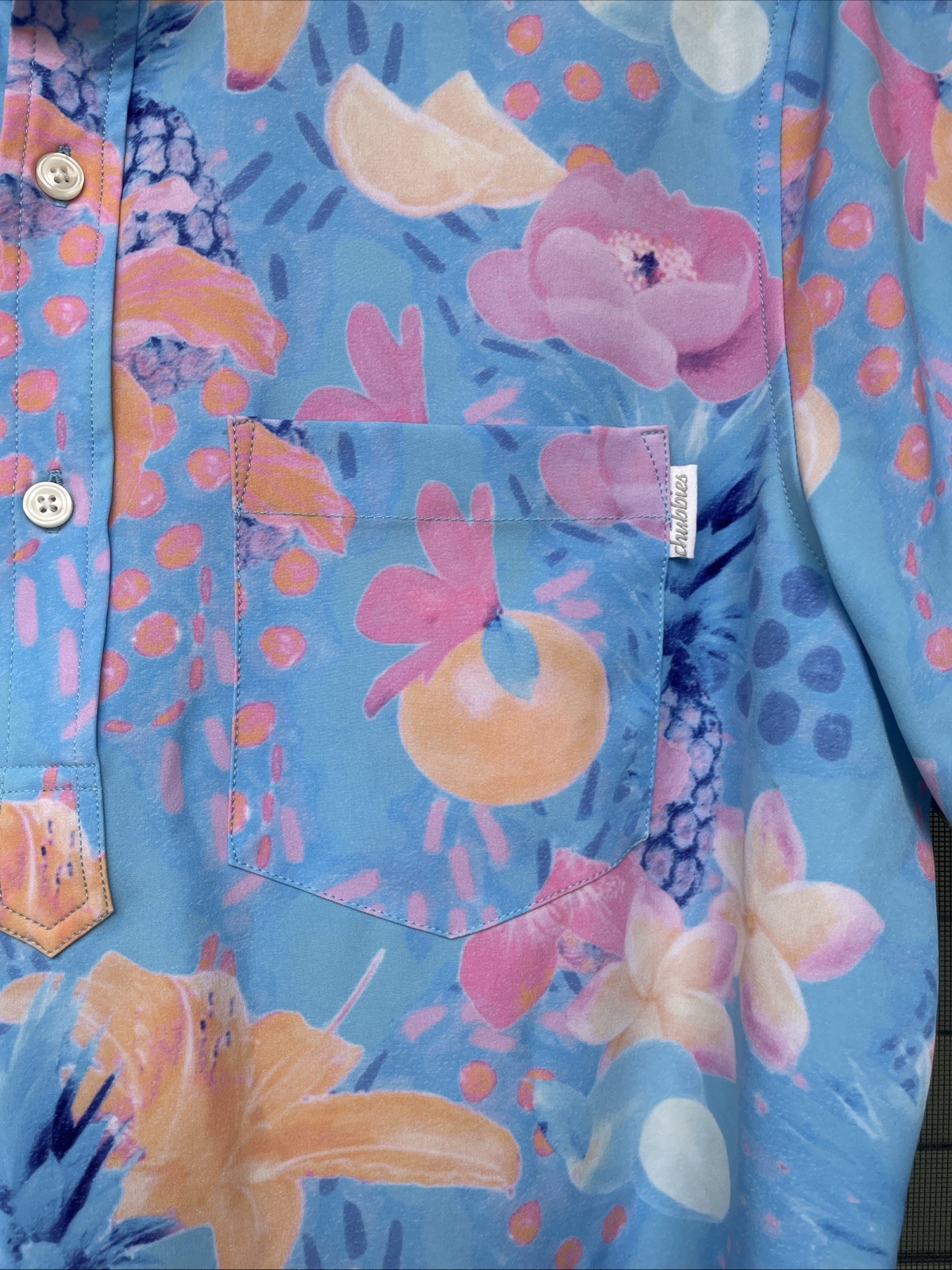 Chubbies Button Down Stretch Shirt SMALL Flowers … - image 3