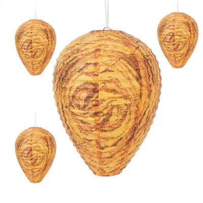 Paper Wasp Nest Trap Decoy Hanging Wasp Nest Stay Away from Wasps Hornets 4-Pack