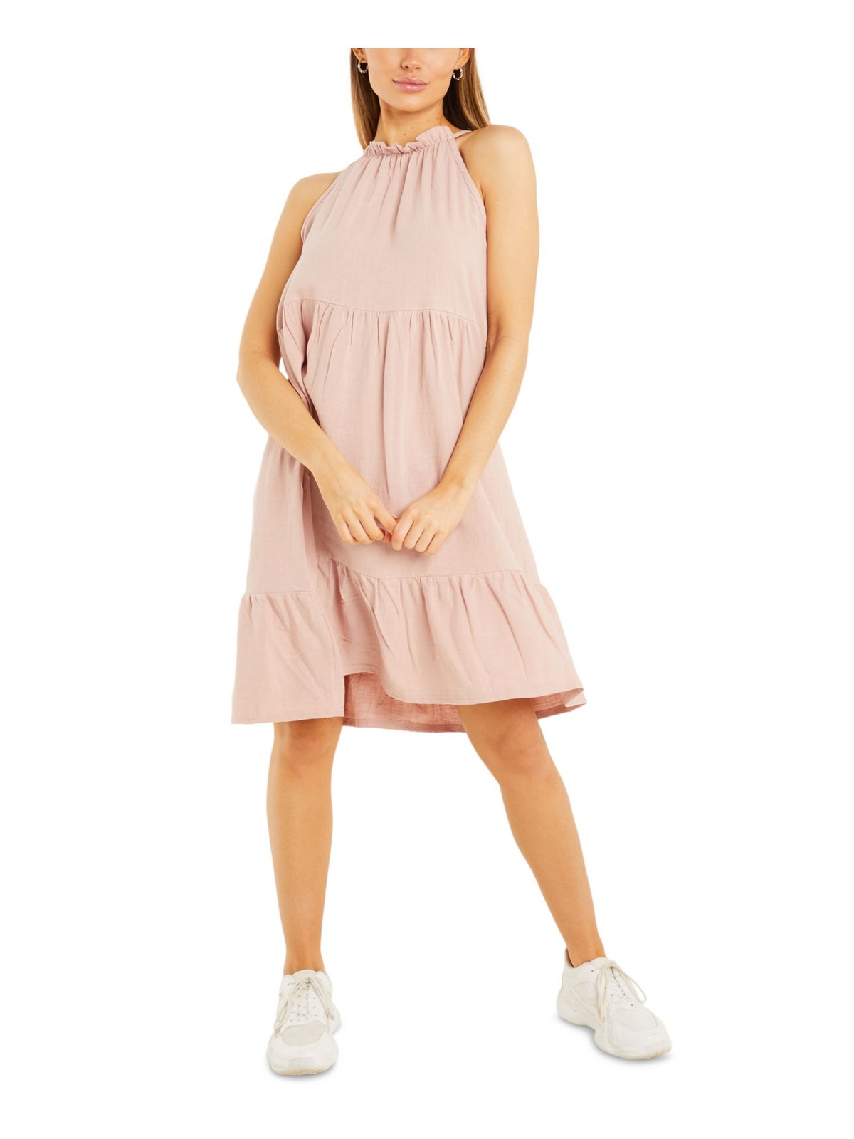 QUIZ Womens Shift Above The Knee Dress Pink Tie Sleeveless Pullover Juniors 8