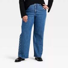 Women's Straight Leg Embellished Jeans - Ava  Viv