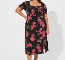 TORRID Stretch Challis Sweetheart A-line Dress Size 2X 18-20 Polka Dot Floral