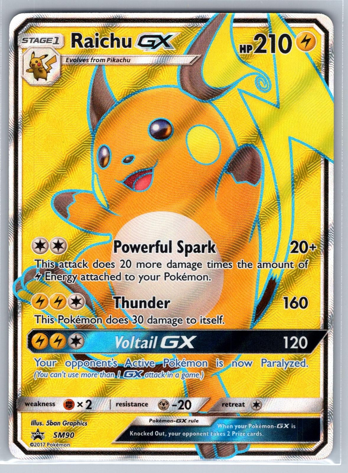 Raichu GX - SM90 Holo Promo Sun & Moon Promo Near Mint 5ban Graphics