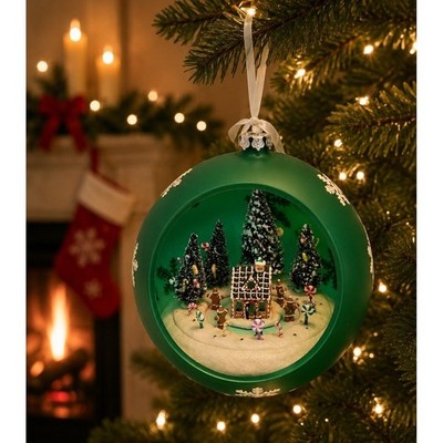 Vtg Mr Christmas Sparkling Scene Ornament Animated musical Gingerbread Village