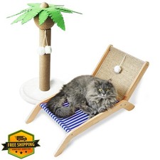 PETKARAY Cat Hammock with Coconut Palm Scratching Post