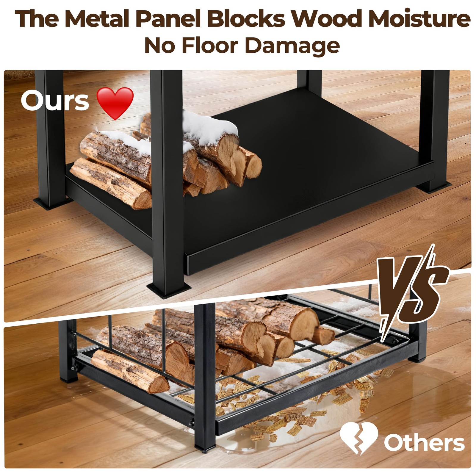 31.6in Large Firewood Rack Fireplace Tools Set Wood Holder Indoor log Rack Wi...