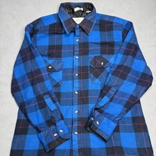 Vintage Northwest Territory Blue Plaid Flannel Shirt Jacket Men s Medium Korea