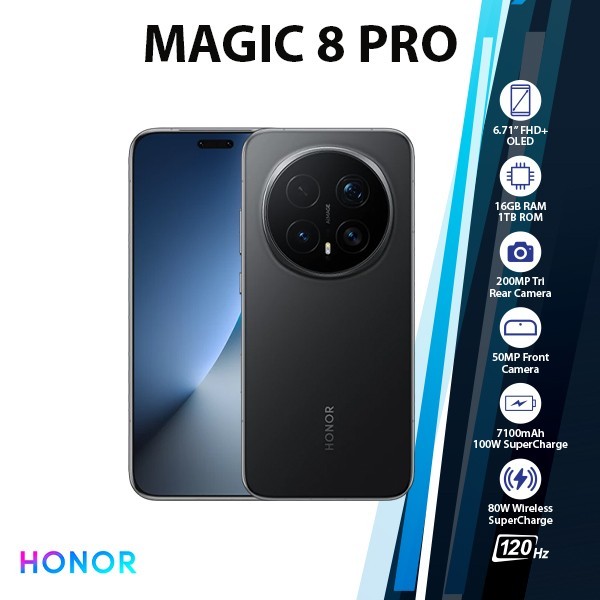 HONOR Magic8 Pro 5G Android Cell Phone (16GB+1TB/BLACK/Dual SIM