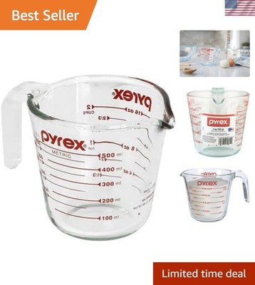 Stain-Resistant Pyrex Measuring Cup - 6 Cups, Perfect for Cooking and Baking
