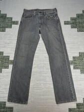 Levis 501 Straight Fit Jeans Mens 32 Gray Denim Logo Cotton Mid Rise 32x33