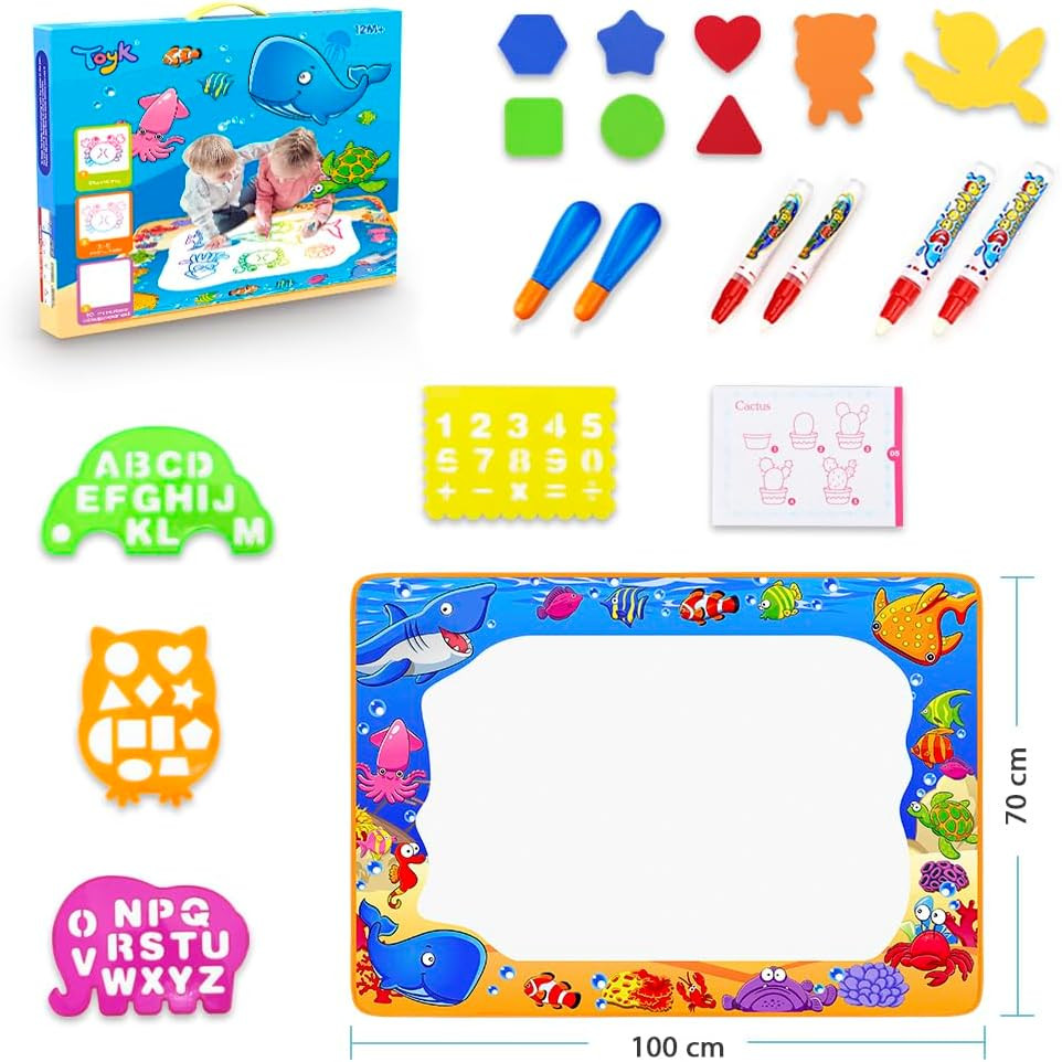 Water Doodle Mat - Kids Painting Writing Color Doodle Drawing Mat Toy Bring Magi