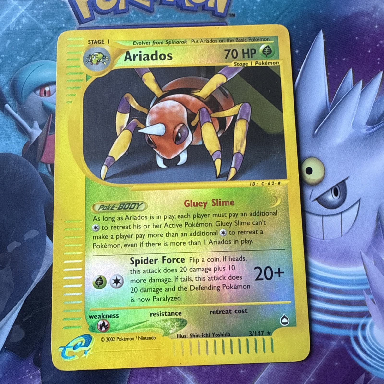 NM! Ariados (3/147) Reverse Holo Aquapolis Pokemon Card 