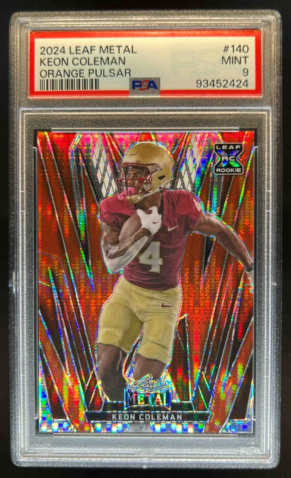 Keon Coleman Leaf Metal #140 Orange Pulsar