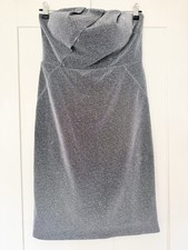 New Look Silver Metallic Bandeau Dress | Strapless | Party Dress | UK 12 | BNWT