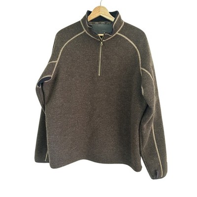 Kuhl Thermo Kore Sweater Mens Medium Brown 1/4 Zip Pullover Fleece Lined Warm