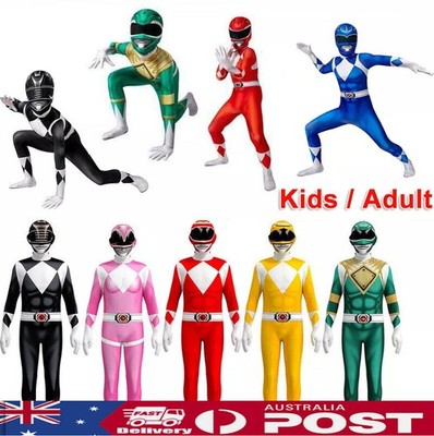 Kids Adults Power Rangers Costume Unisex Superhero Cosplay Costume Jumpsuit Mask
