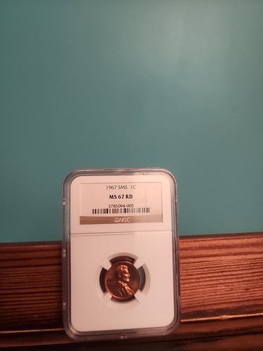 1967 SMS NGC 1C MS67RD LINCOLN MEMORIAL CENT