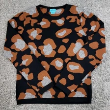 Two Bees Cashmere Sweater Leopard Print Cashmere Wool Blend Women's Size Medium 