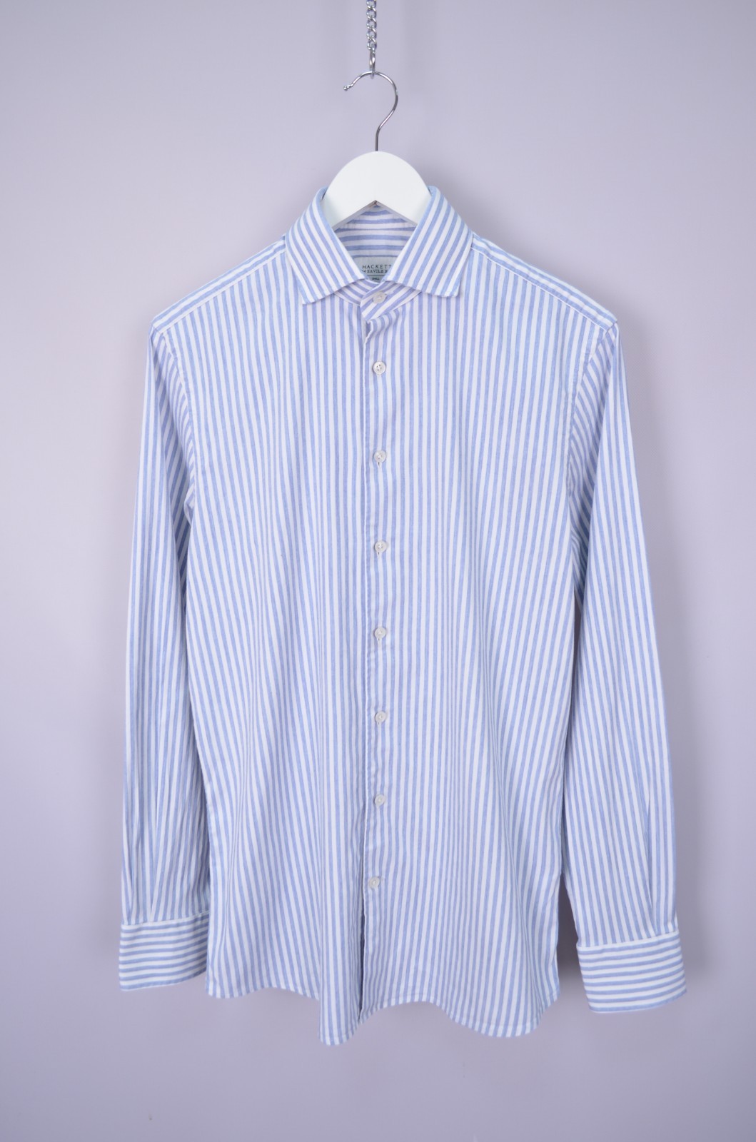 FILA Camicia Hackett Melange Stripe Savile Row bianca blu taglia S vestibilità classica designer