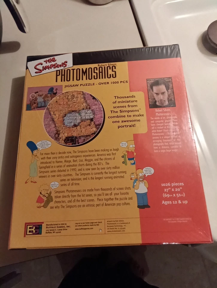 The Simpsons Photomosaics Family 1000 Piece Puzzle Robert Silvers SEALED New! - Image 2 of 4