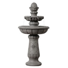 Teamson Home Two-Tier Tradtional Birdbath Outdoor Garden Fountain In Light Grey