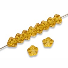 50 Baby Bell Flower Beads - Golden Yellow - Czech Glass - 4x6mm Small Flowers