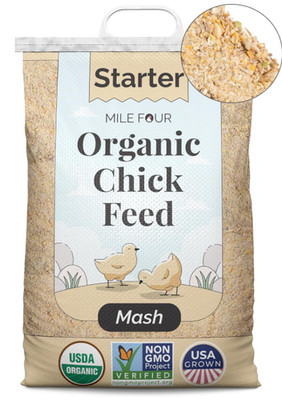 Organic Chicken Feed (23 lbs) Starter Chick Mash, Non-GMO, USA Grown, 21% Protei