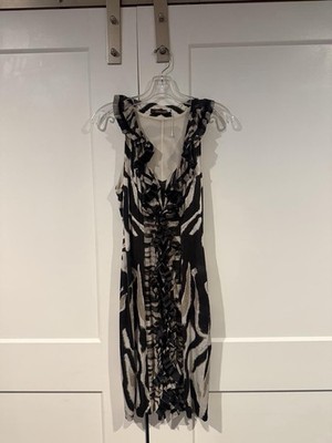 Authentic Roberto Cavalli Zebra Print Ruffle Dress / IT 42 US 6/M