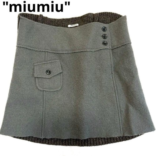 Miu Miu, MIU MIU Switching Knit Skirt Mohair Wool Rib Gray Size 42 Italy Archive Vintage