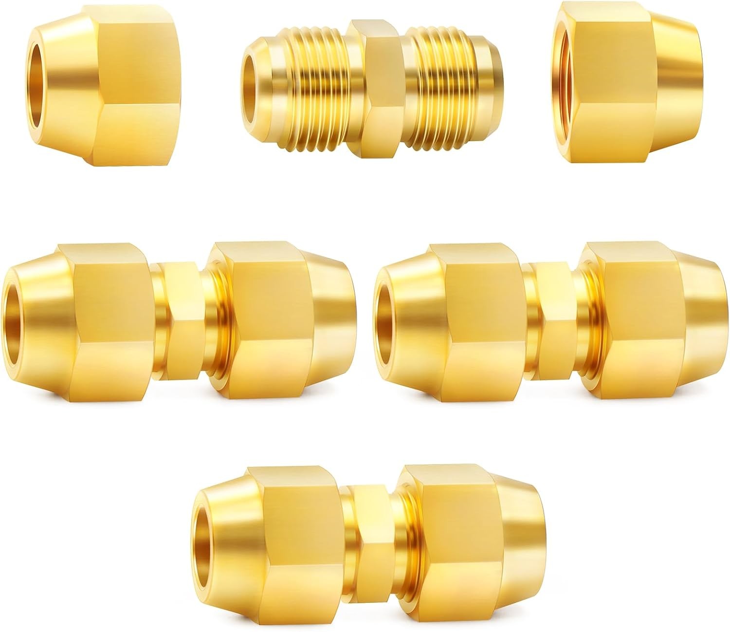 Brass Flare Tube Fitting 5/16" Male Flare Union Gas Adapter 45 Deg 4 Sets
