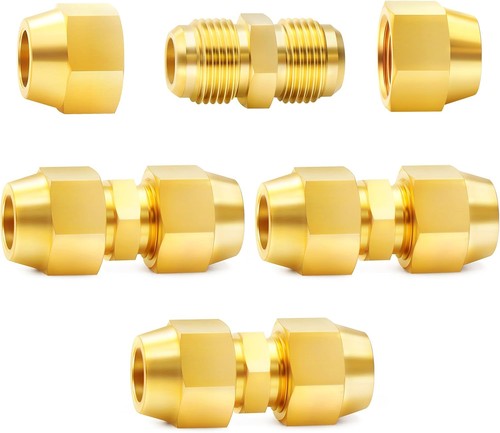 Brass Flare Tube Fitting 5/16" Male Flare Union Gas Adapter 45 Deg 4 Sets